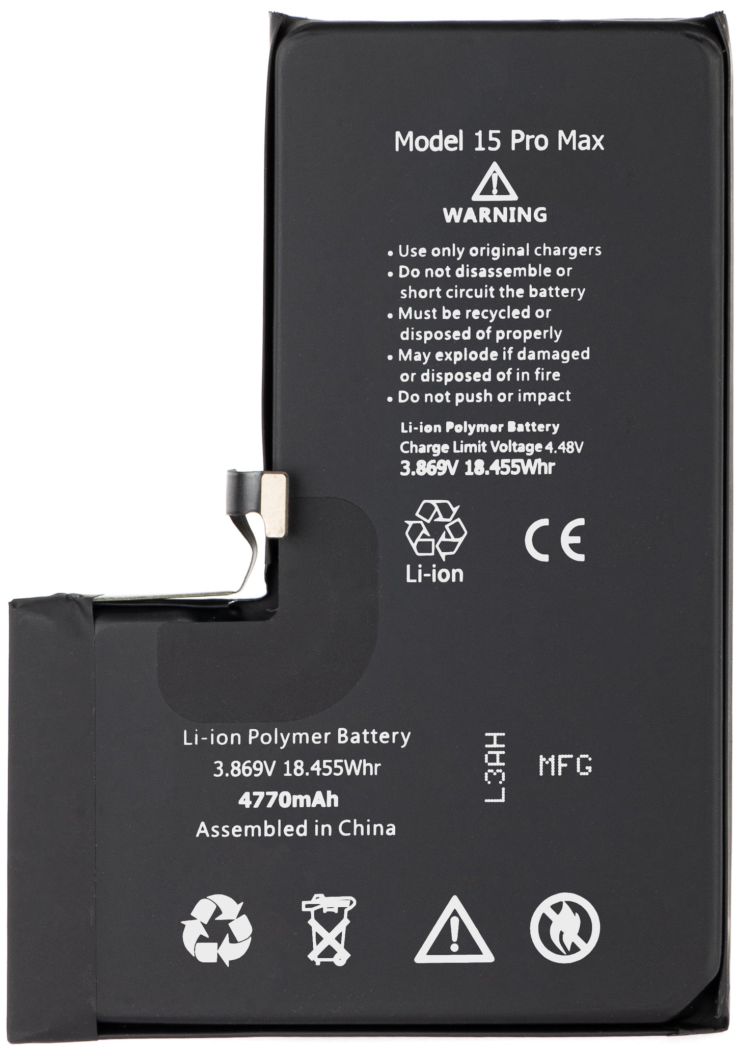 Batterie Apple iPhone 15 Pro Max, Haute Capacité
