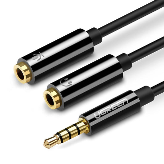 Audio-Adapter 3,5mm - 2 x 3,5mm UGREEN AV141, 0,2m, Schwarz