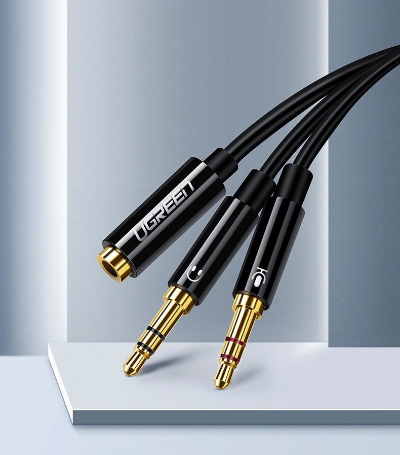 Adaptateur Audio 3.5mm - 2 x 3.5mm UGREEN AV140, 0.20m, Noir