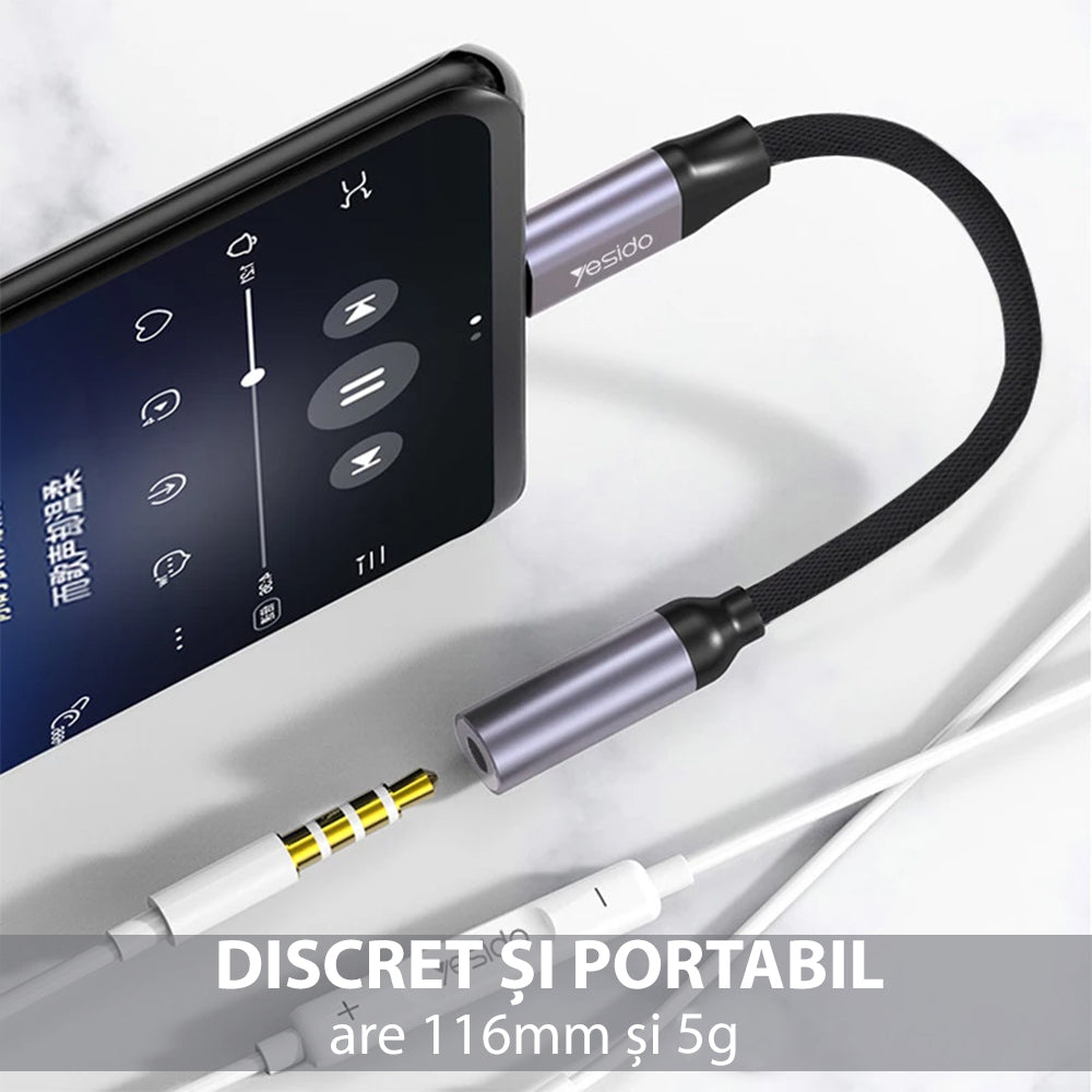 Adaptateur Audio USB-C - 3.5mm Yesido YAU19, Noir