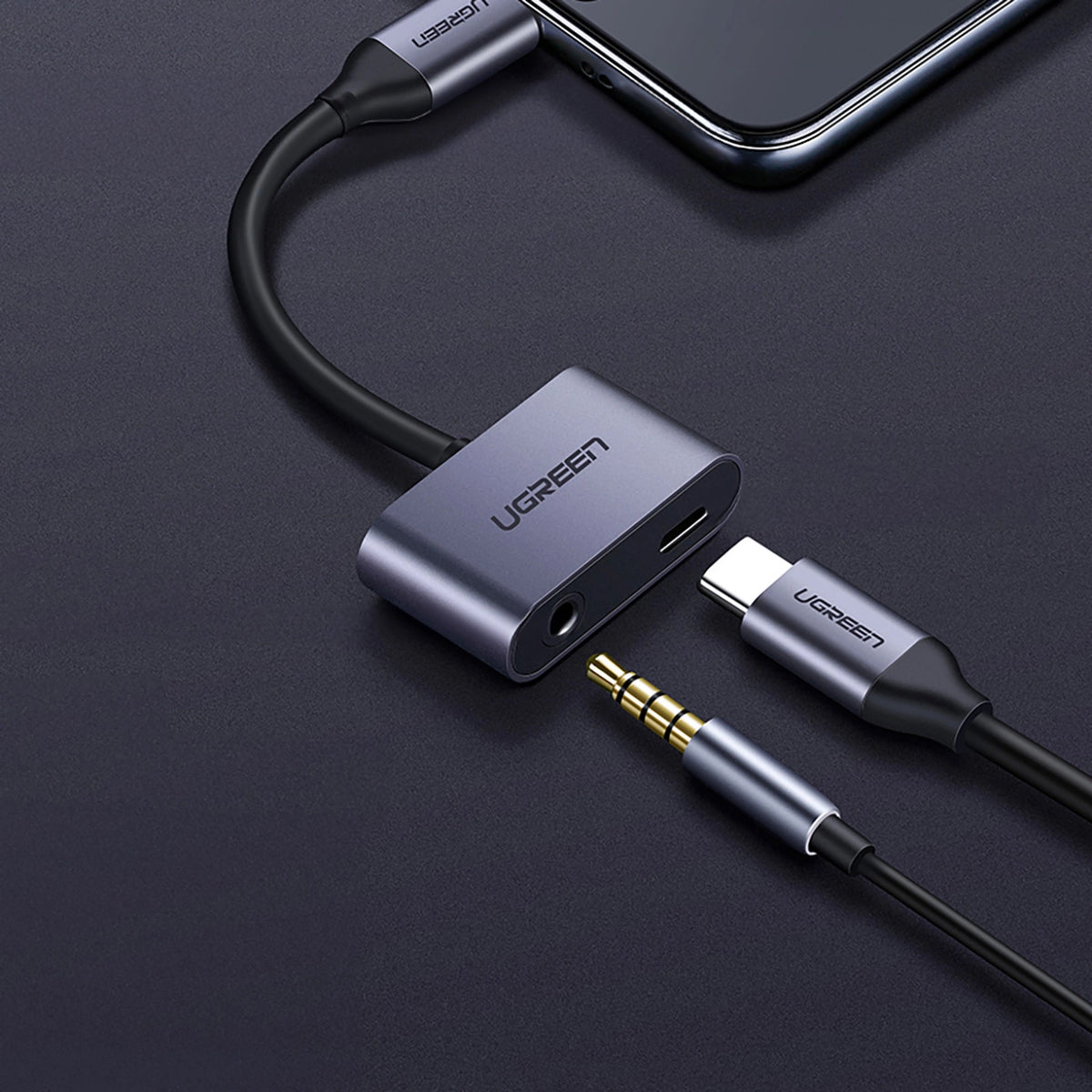 Adaptateur Audio USB-C - 3.5mm / USB-C UGREEN CM193, Gris