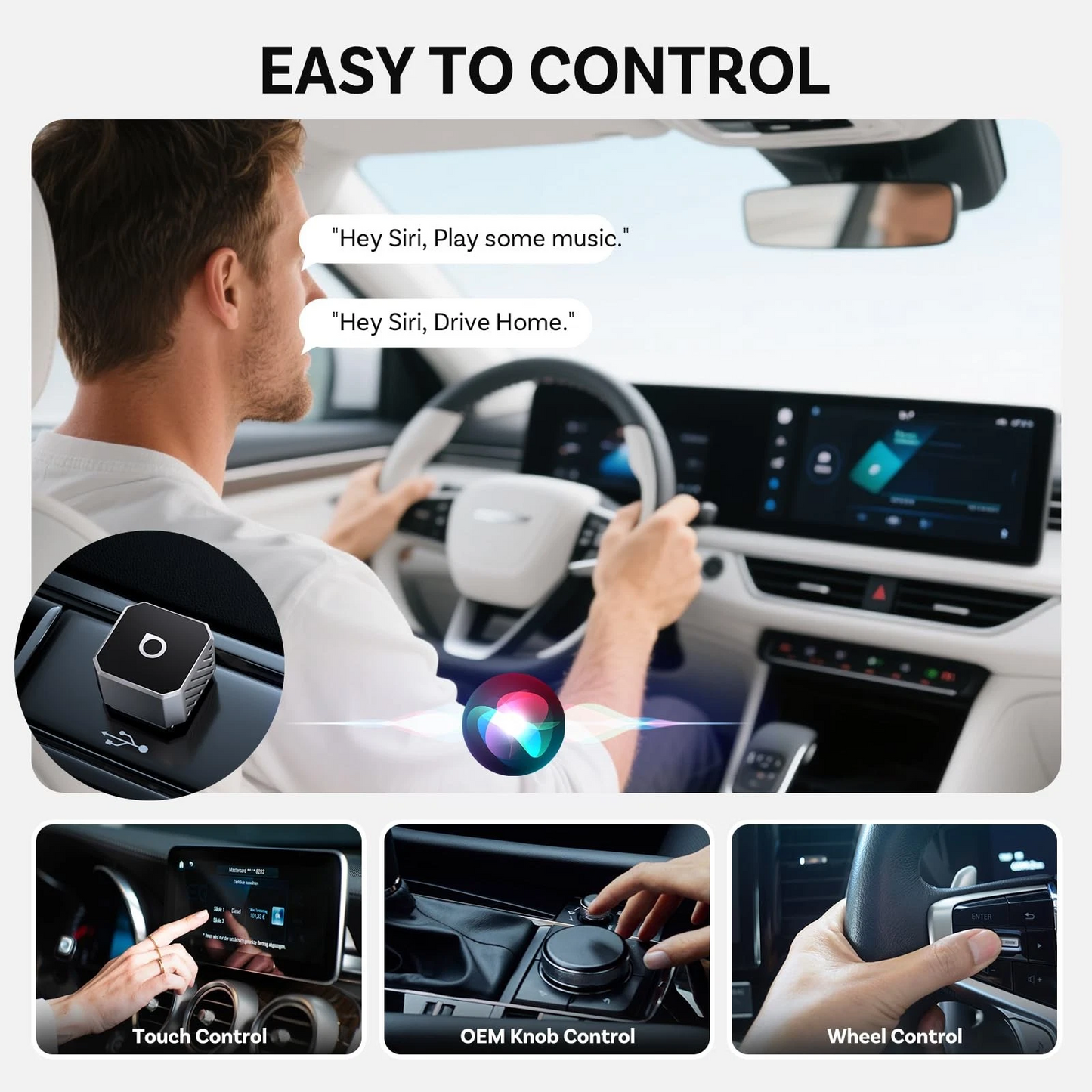 Adaptateur Carplay / Android Auto sans fil Ottocast Mini Cube Style C pour Apple iPhone / série Android CP88-T3