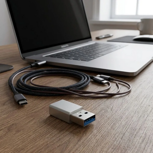 USB-C to USB-A Data and Charging Adapter Blue Star, White