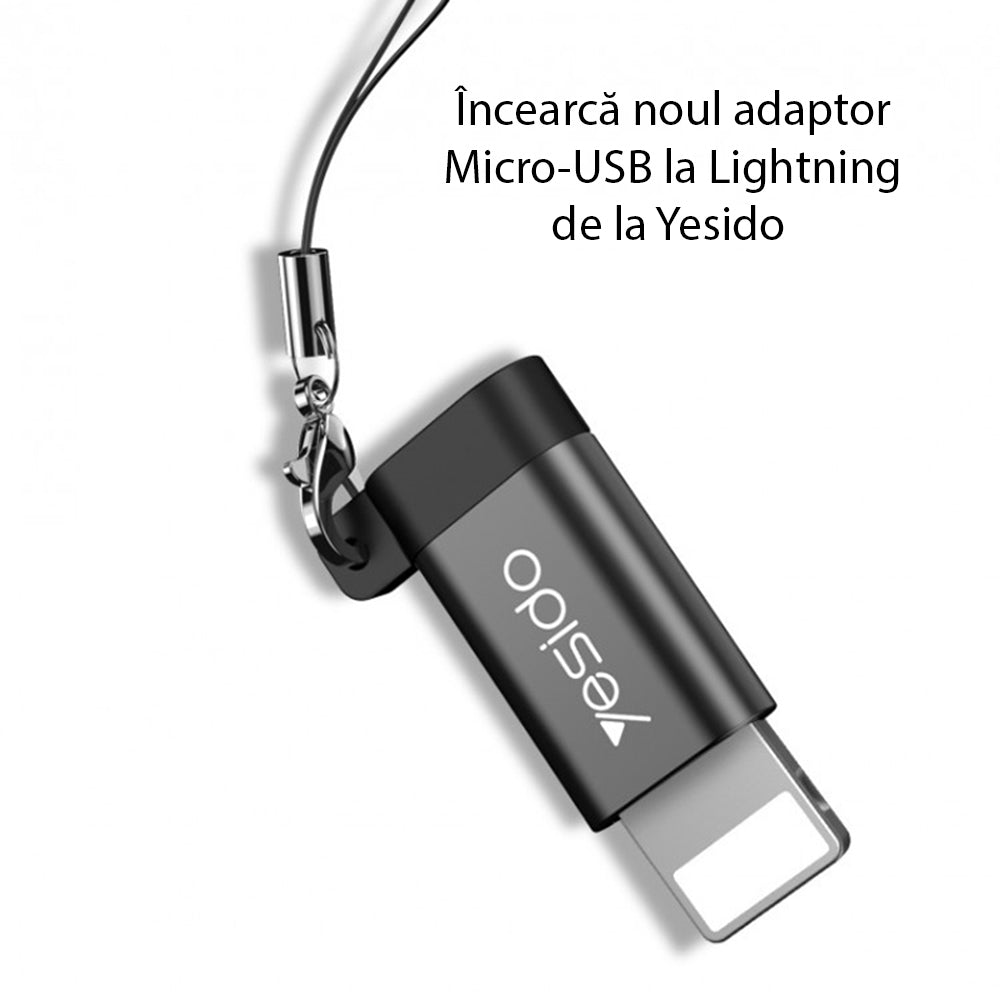 Adaptateur de données et de charge microUSB - Lightning Yesido GS05, Noir