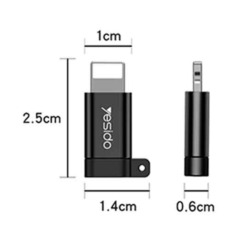 Adaptateur de données et de charge microUSB - Lightning Yesido GS05, Noir