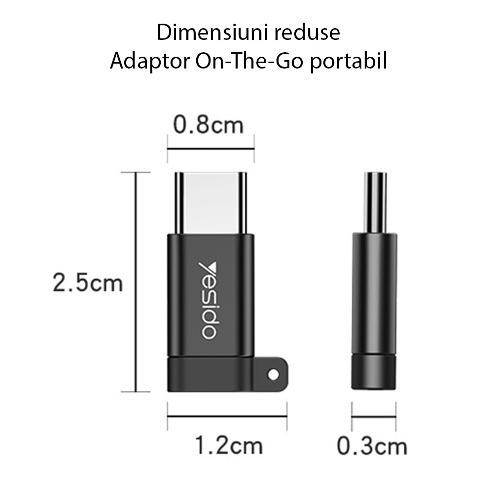 Adaptateur de Données et de Charge microUSB - USB-C Yesido GS04, Noir