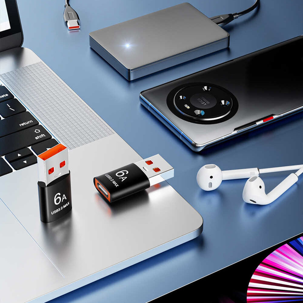 Adaptateur de Données et de Chargement USB-C - USB-A Techsuit A5 HyperPort, Noir Orange