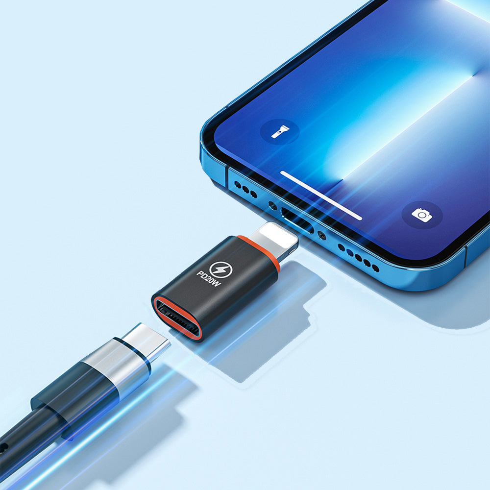 USB-C - Lightning Data and Charging Adapter Techsuit A3 HyperPort, Black Orange