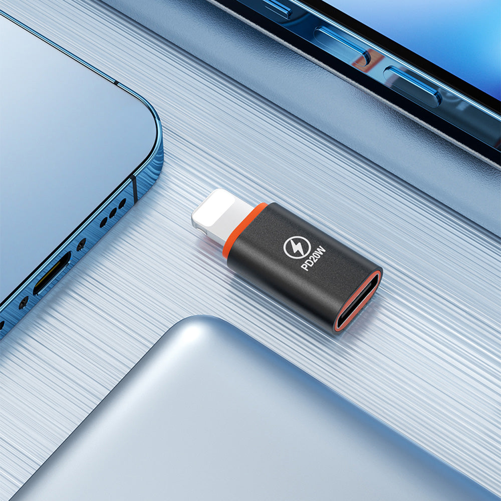 USB-C - Lightning Data and Charging Adapter Techsuit A3 HyperPort, Black Orange