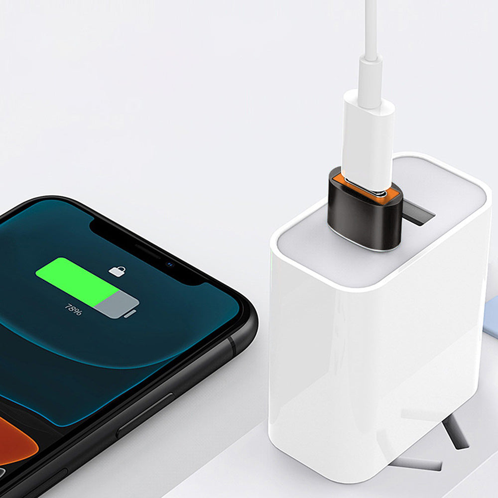USB-C - USB-A Daten- und Ladeadapter Techsuit A7 HyperPort, Schwarz Orange