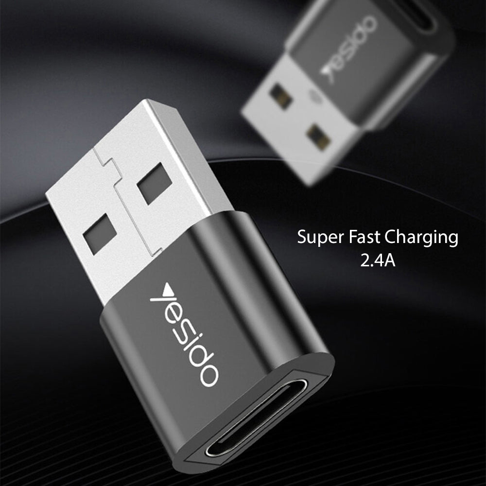 USB-C - USB-A Daten- und Ladeadapter Yesido GS09, Schwarz