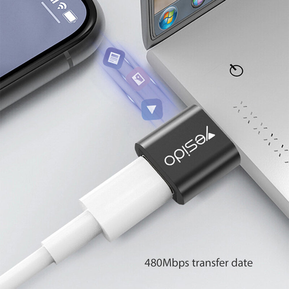 USB-C - USB-A Daten- und Ladeadapter Yesido GS09, Schwarz