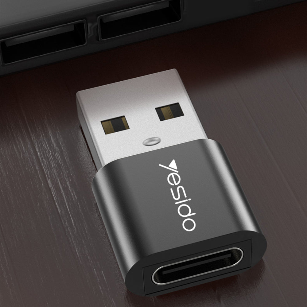 USB-C - USB-A Daten- und Ladeadapter Yesido GS09, Schwarz