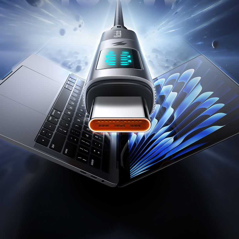 Adaptateur de Données et de Charge USB-C - USB-C McDodo OT-6090 Wales Display, Noir