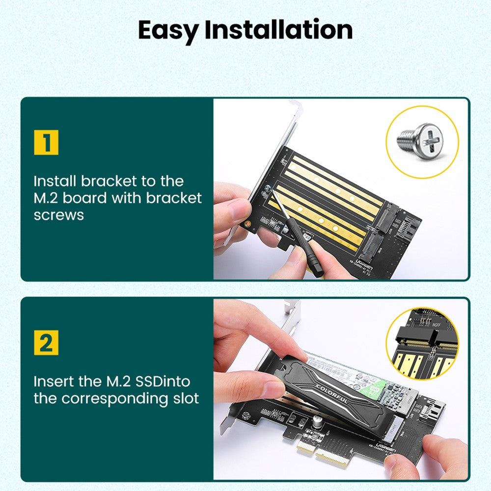 Adaptateur Interface SSD UGREEN CM302 (70504), NVMe M.2 / SATA - PCIe 3.0 X4