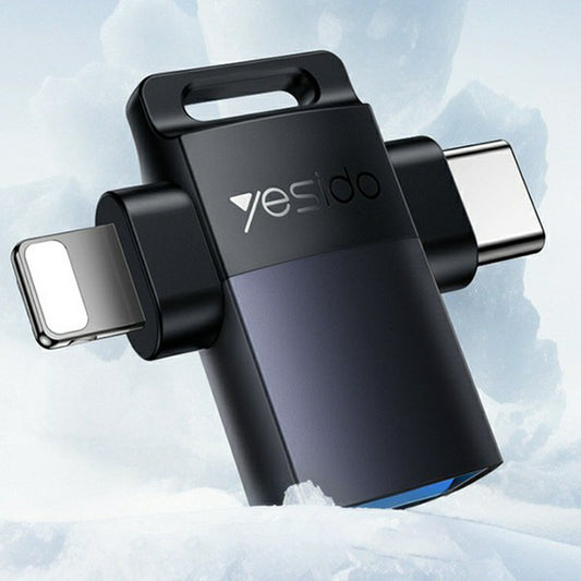 OTG-Adapter Lightning / USB-C - USB-A Yesido GS35, Grau