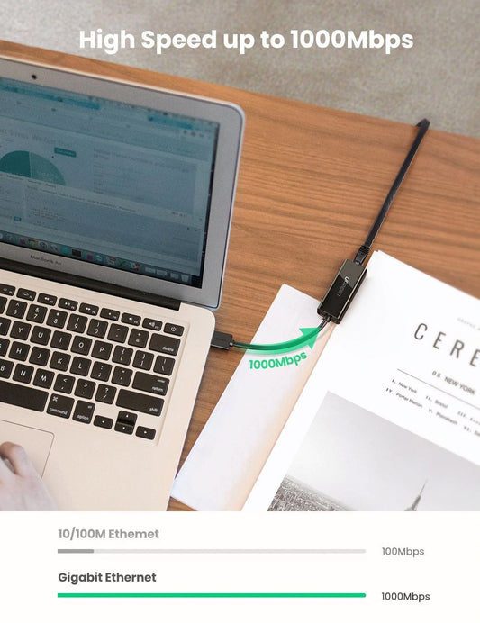 UGREEN CR111 Netzwerkkarte, RJ45, USB 3.0, Schwarz
