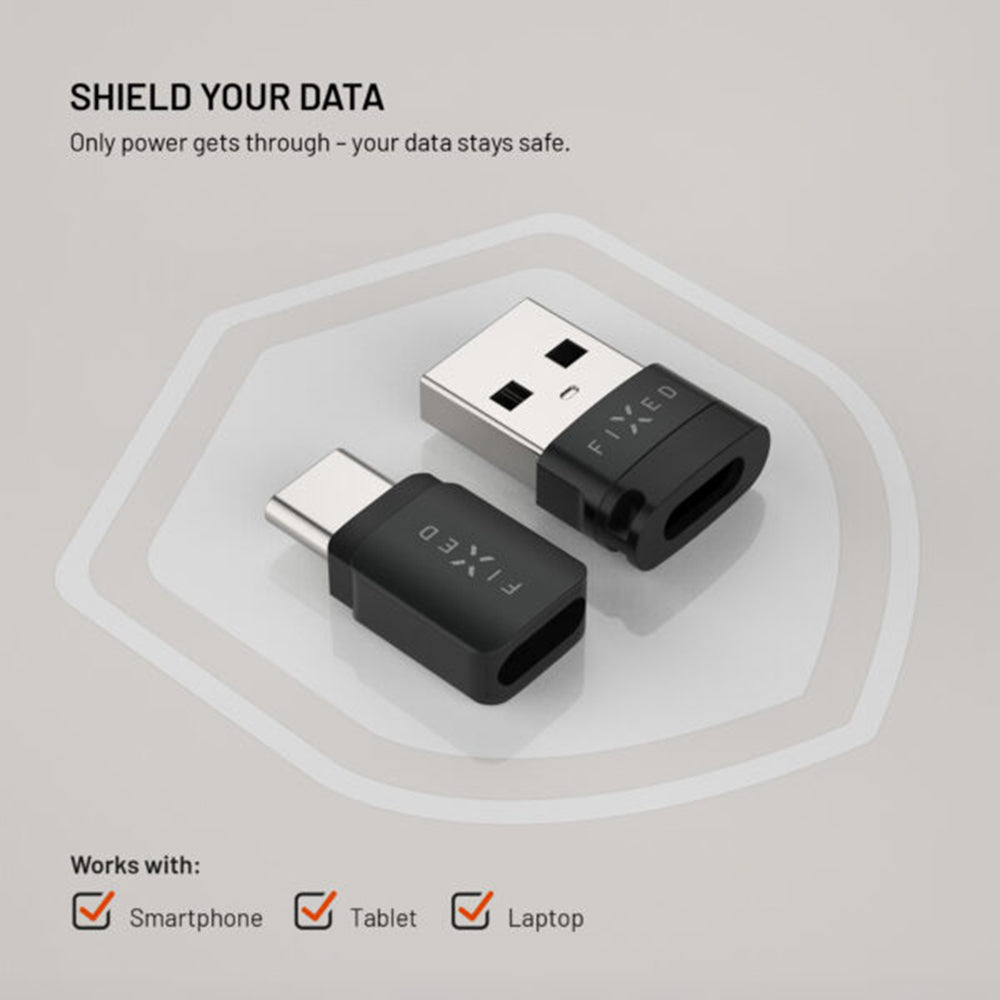 USB-Datenblockieradapter Fixed, USB-A / USB-C, 2in1, Schwarz