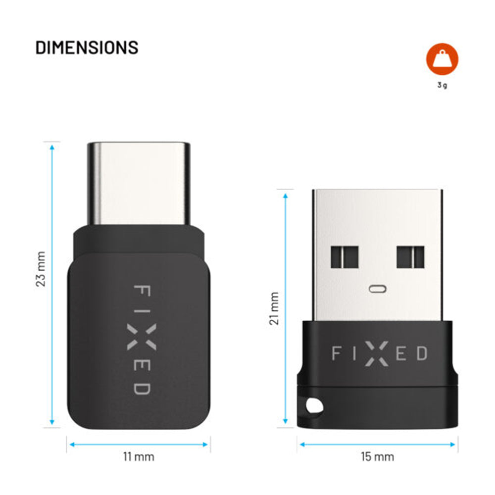 USB-Datenblockieradapter Fixed, USB-A / USB-C, 2in1, Schwarz