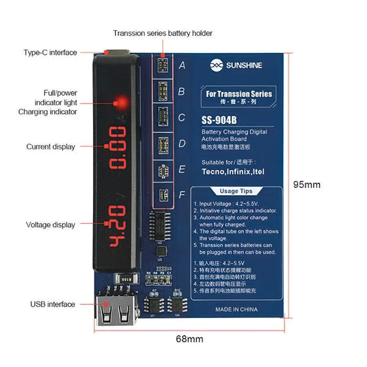 Chargeur de carte Sunshine SS-904B pour séries TECNO / Infinix / Itel, 2en1
