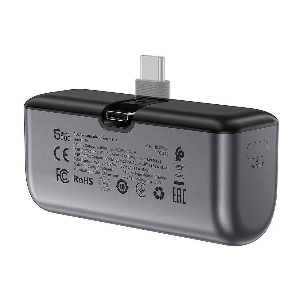 Batterie Externe Acefast M9, 5000mAh, 20W, PD, 2 x USB-C, Noire