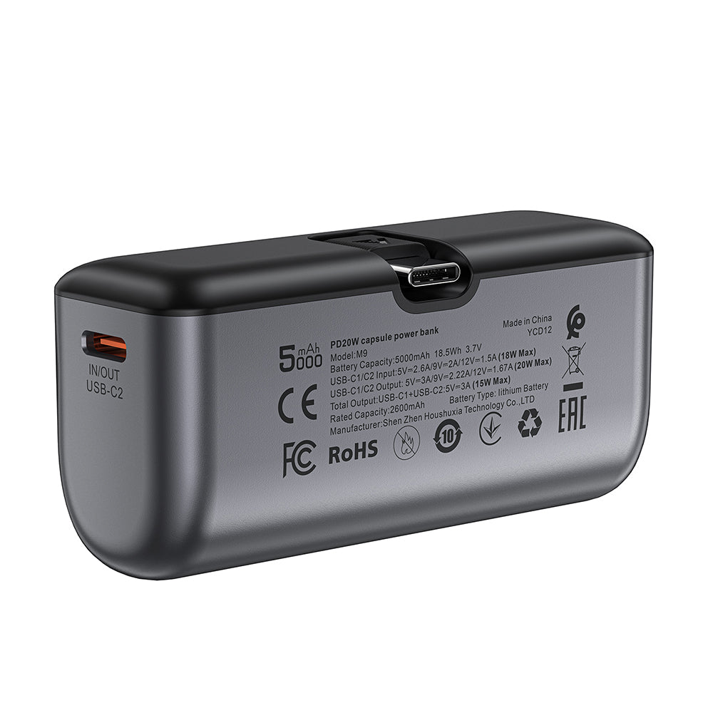 Batterie Externe Acefast M9, 5000mAh, 20W, PD, 2 x USB-C, Noire