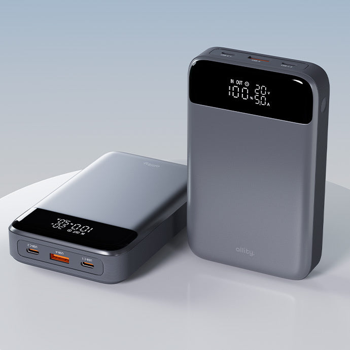Allity External Battery. APB-200 PocketPower, 19200mAh, 130W, QC + PD, 1 x USB-A - 2 x USB-C, Gray