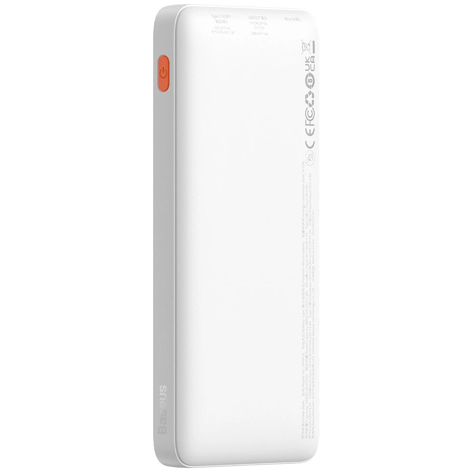 External Battery Baseus Airpow, 10000mAh, 20W, QC + PD, 1 x USB-A - 1 x USB-C, White