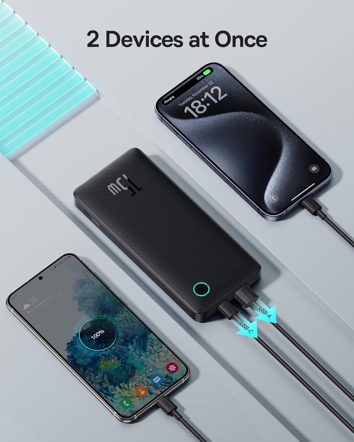 Baseus Airpow Lite Batterie externe, 10000mAh, 15W, 1 x USB-A - 1 x USB-C, Noir P10067500123-00