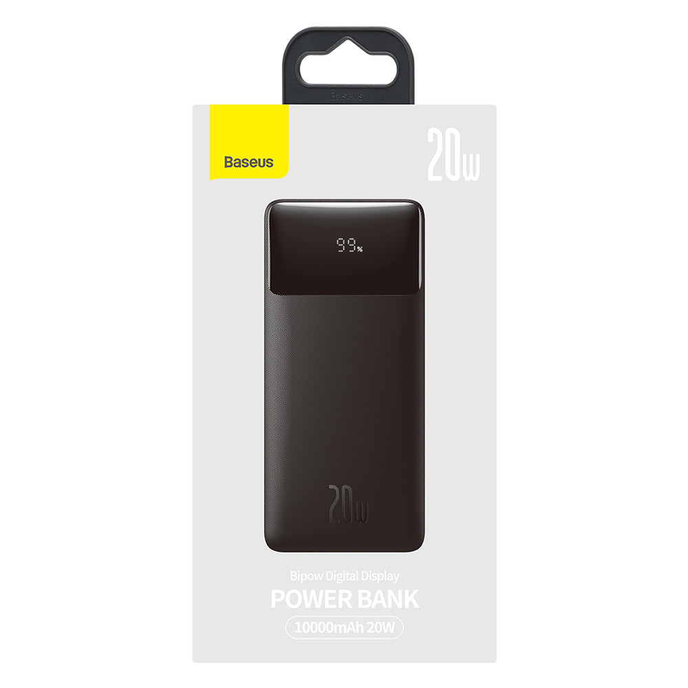 Baseus Bipow External Battery, 10000mAh, 20W, QC + PD, 1 x USB-C - 2 x USB-A, Black PPBD050301