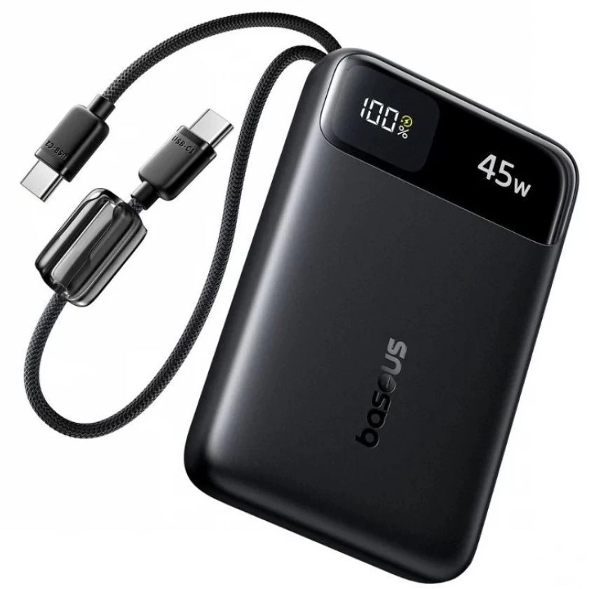 Externe Batterie Baseus EnerFill FC11, 10000mAh, 45W, QC + PD, 1 x USB-A - 3 x USB-C, Schwarz E0031000