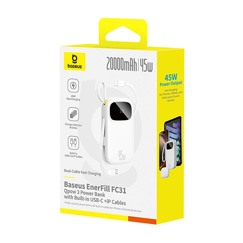 Batterie Externe Baseus EnerFill FC31 Qpow 3, 10000mAh, 45W, QC + PD, 1 x Lightning - 1 x USB-A - 2 x USB-C, Bleue E0028C03