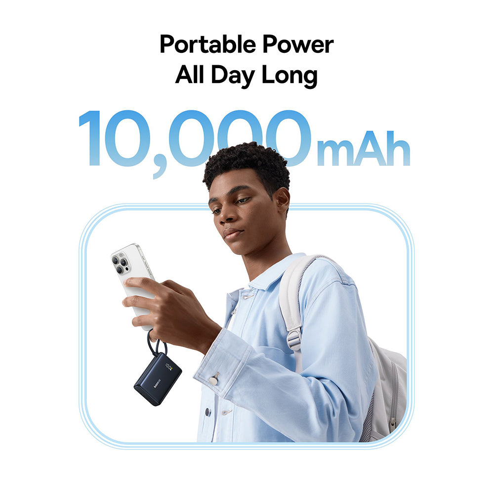 Baseus PicoGo External Battery, 10000mAh, 45W, QC + PD, 1 x USB-A - 2 x USB-C, Black P10076803123-00