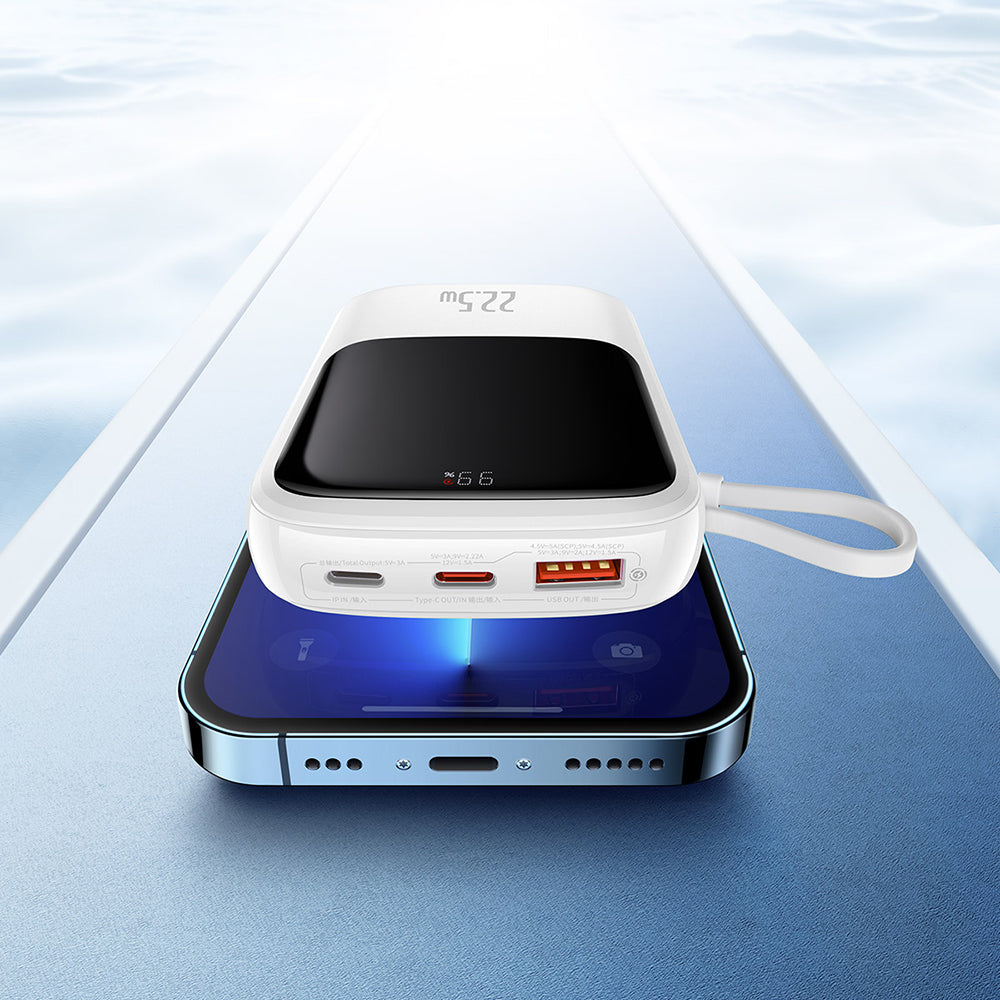 Batterie Externe Baseus Qpow Pro, 10000mAh, 22.5W, QC + PD, 1 x USB-A - 2 x USB-C, Blanche PPQD020102