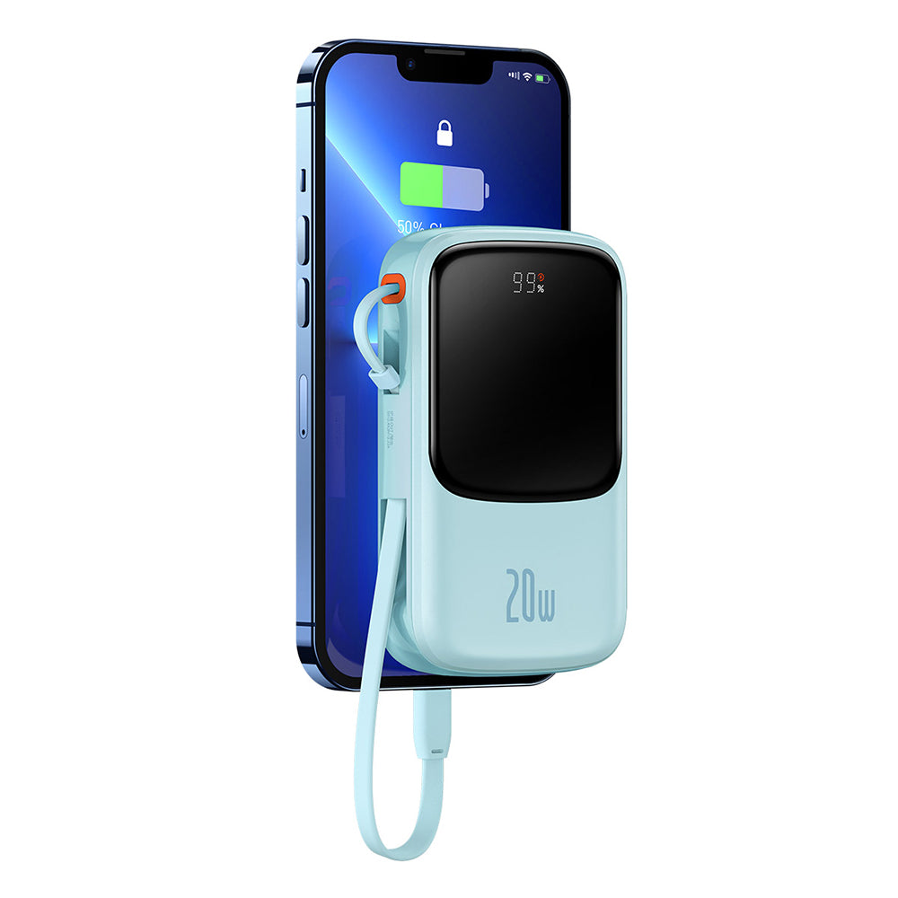Externer Akku Baseus Qpow Pro, 20000mAh, 20W, QC + PD, 1 x Lightning - 1 x USB-A - 1 x USB-C, Blau PPQD030003