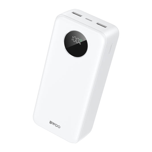 Externer Akku BWOO BO-P64, 30000mAh, 22.5W, QC + PD, 1 x USB-C - 2 x USB-A, Weiß