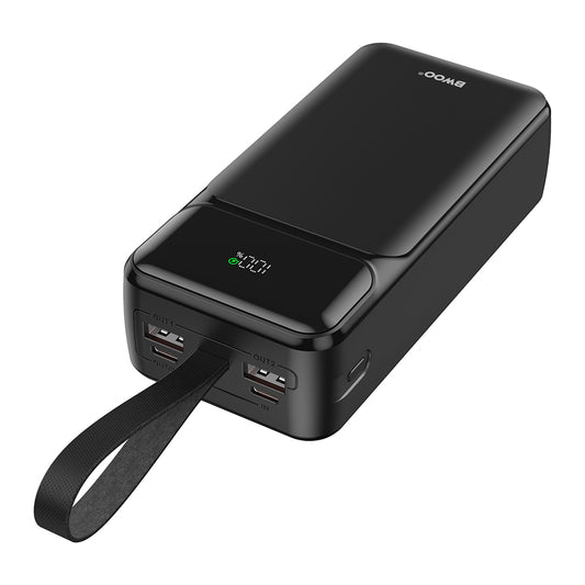Externer Akku BWOO BO-P66, 30000mAh, 65W, QC + PD, 1 x USB-C - 2 x USB-A, Schwarz