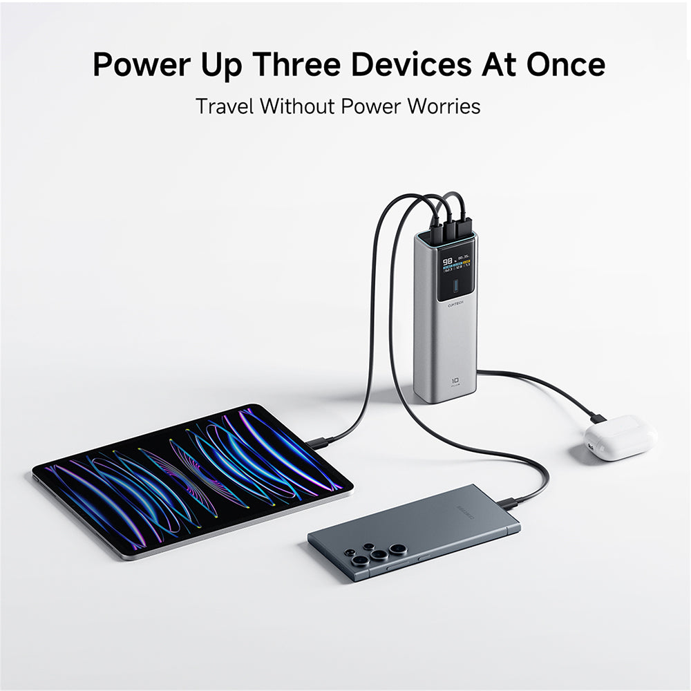 Batterie Externe Cuktech PB150P, 15000mAh, 120W, QC + PD, 1 x USB-A - 2 x USB-C, Gris CKPB150POSGR