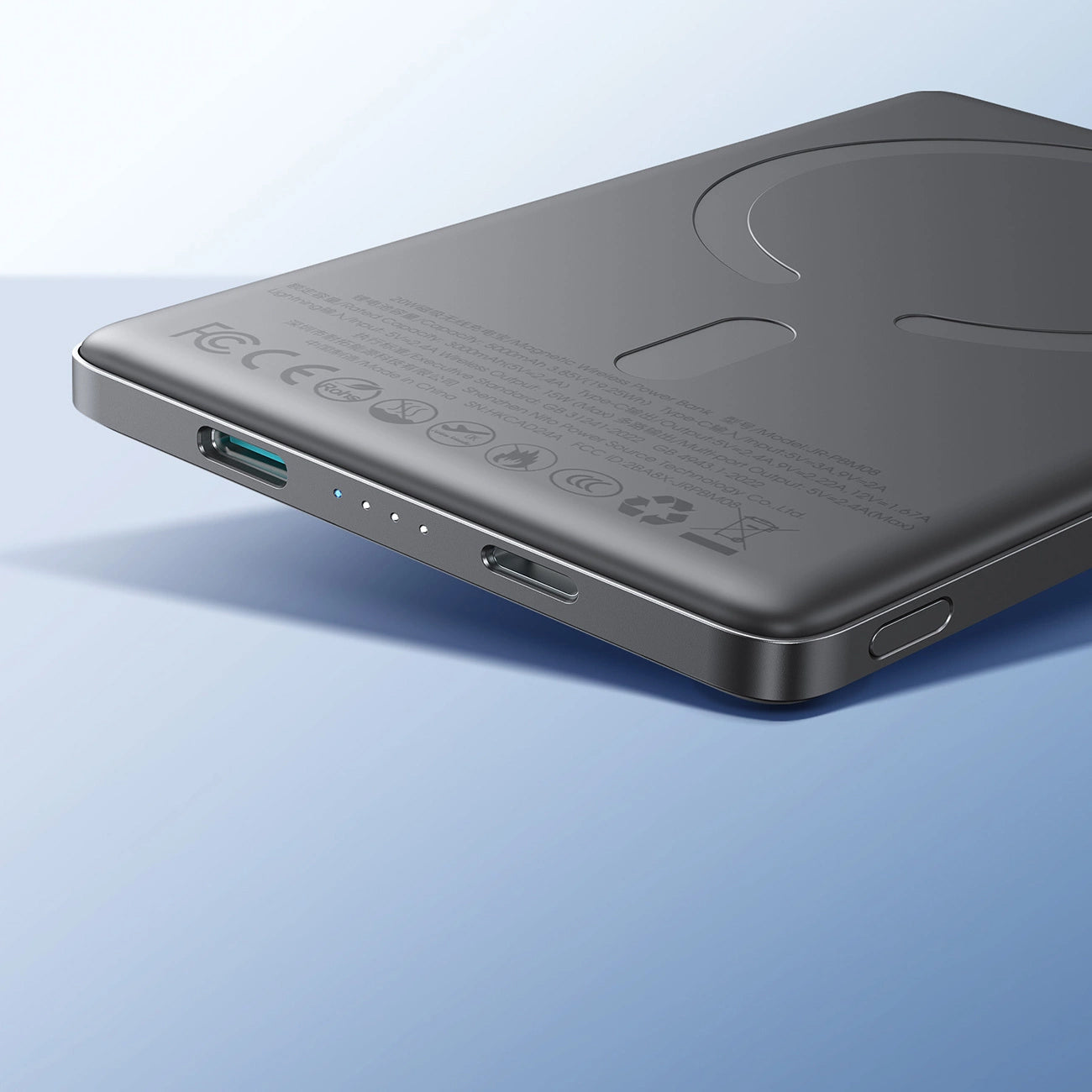 Externer Wireless-Akku Joyroom JR-PBM08, 5000mAh, 20W, PD + FQI, 1 x QI - 1 x USB-C, Grau