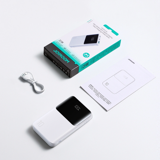 Joyroom JR-QP191 External Battery, 10000mAh, 22.5W, QC + PD, 1 x USB-A - 2 x USB-C, White