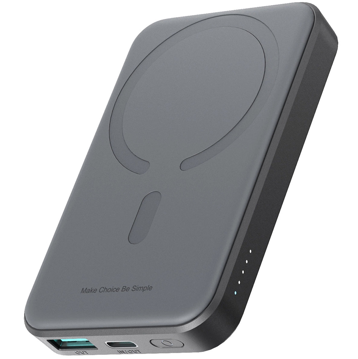 Externer Wireless-Akku Joyroom JR-W020 Mini, 5000mAh, 20W, QC + PD + FQI, 1 x QI - 1 x USB-A - 1 x USB-C, Schwarz