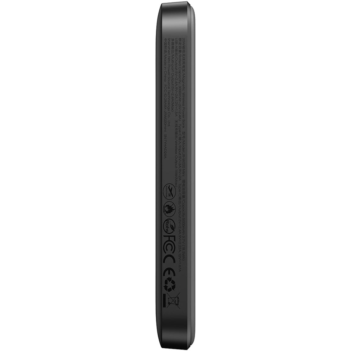 Externer Wireless-Akku Joyroom JR-W020 Mini, 5000mAh, 20W, QC + PD + FQI, 1 x QI - 1 x USB-A - 1 x USB-C, Schwarz
