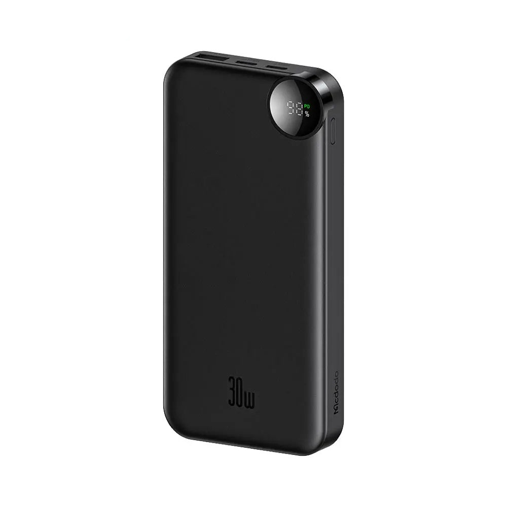 Batterie Externe McDodo MC-3850 Display, 10000mAh, 30W, QC + PD, 1 x USB-A - 2 x USB-C, Noire