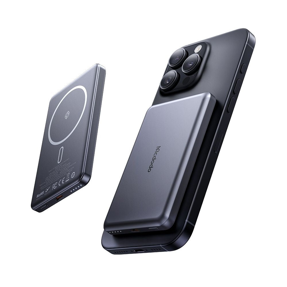 Batterie Externe Sans Fil McDodo MC-4641 Meta, 5000mAh, 20W, PD + FQI, 1 x QI - 1 x USB-C, Noire