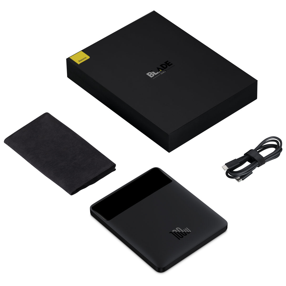 Batterie Externe Baseus Blade Ultrathin, 20000mAh, 100W, QC + PD, 2 x USB-A - 2 x USB-C, Noire PPBL000201