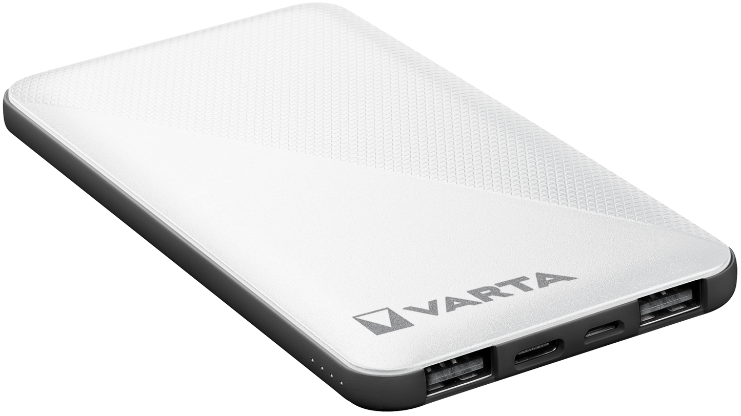 Varta Energy Externe Batterie, 5000mAh, 15W, 2 x USB-A - 1 x USB-C, Weiß