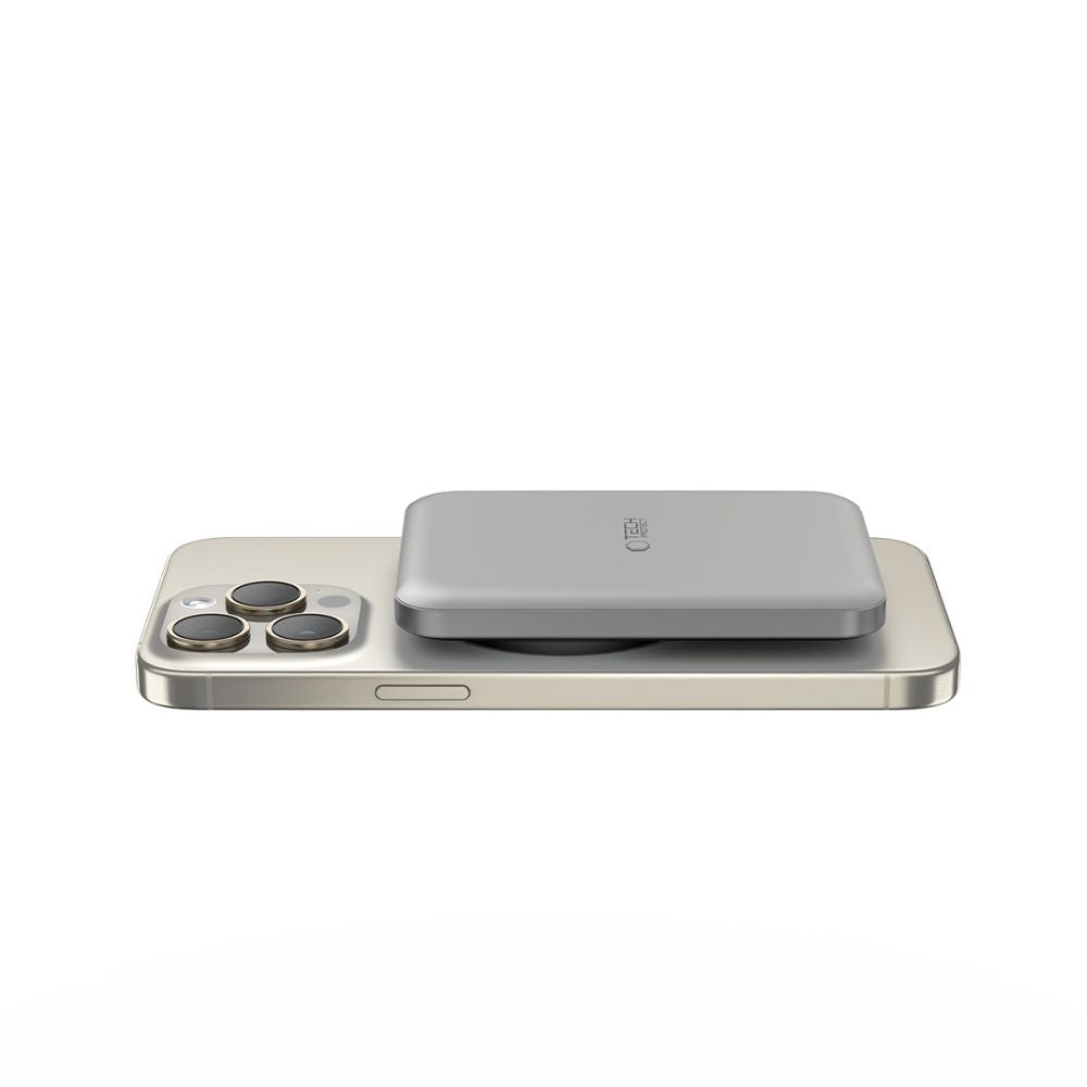 Tech-Protect PB10 LifeMag Batterie externe sans fil, 5000mAh, 15W, PD + FQI, 1 x QI - 1 x USB-C, Gris