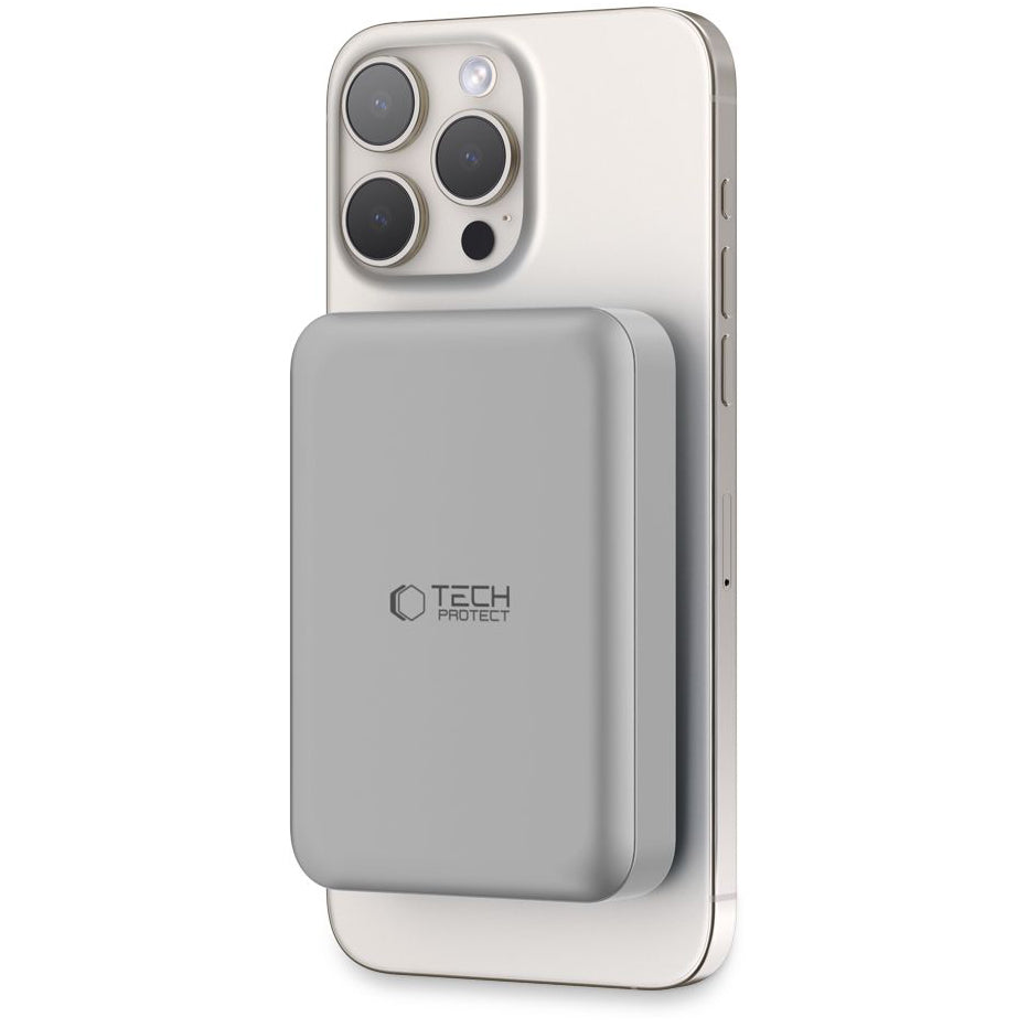 Batterie externe sans fil Tech-Protect PB11 LifeMag, 10000mAh, 15W, PD + FQI, 1 x QI - 1 x USB-C, Gris