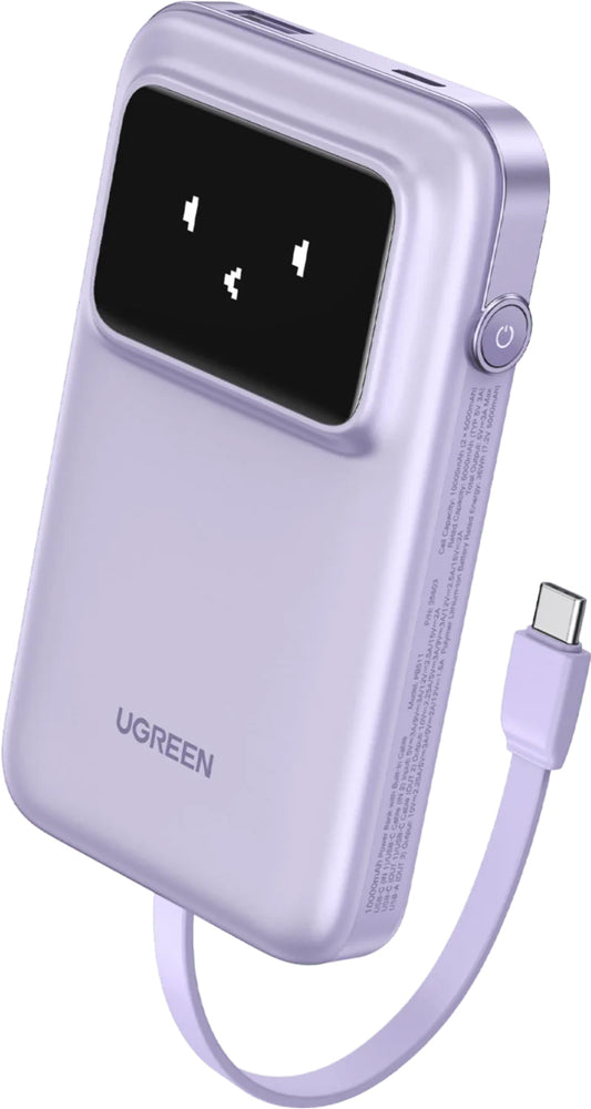 UGREEN PB511 Uno Externer Akku, 10000mAh, 30W, QC + PD, 1 x USB-A - 2 x USB-C, Lila