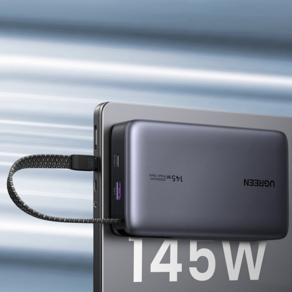 Batterie Externe UGREEN PB551 (55992B), 20000mAh, 145W, QC + PD, 1 x USB-A - 2 x USB-C, Gris